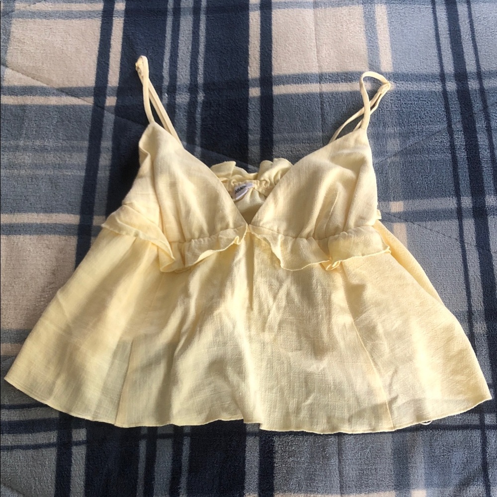 Garage Pale Yellow Ruffle Cami
